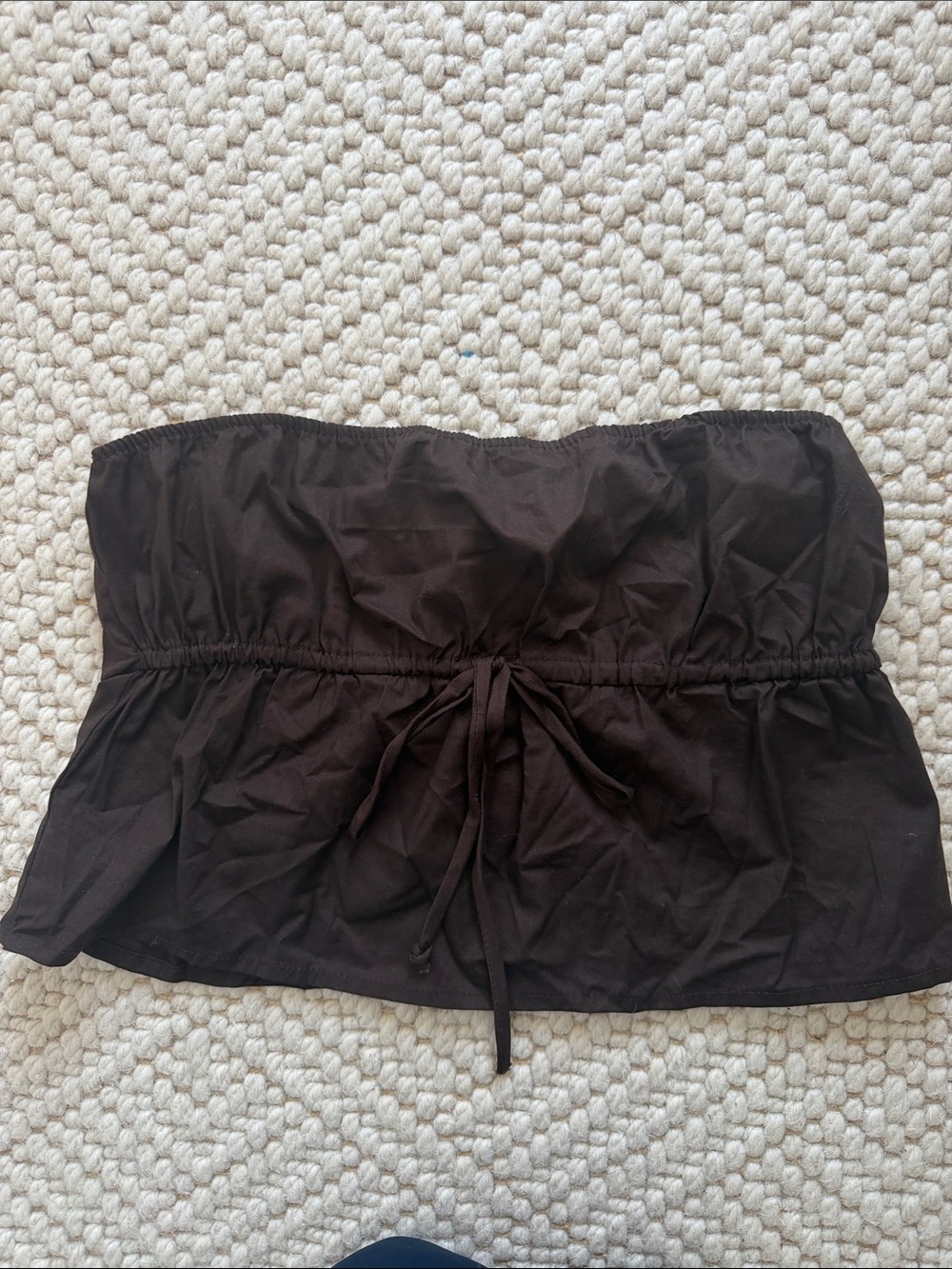 Brown Strapless Tie-Front Top